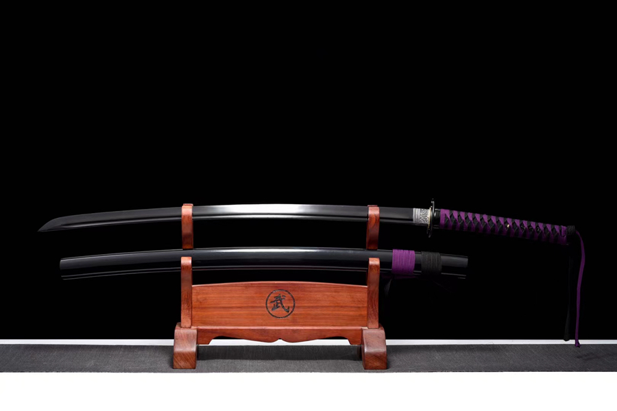 三色铜“青龙刀盘”武士刀（黑檀