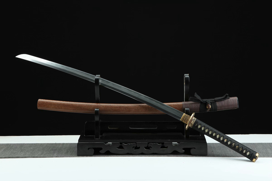 三色铜“青龙刀盘”武士刀（黑檀