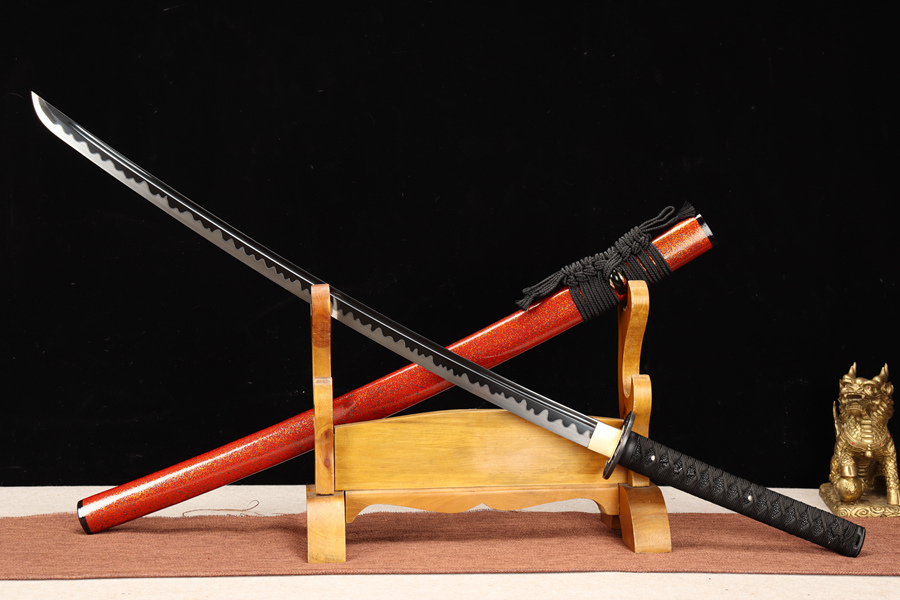 三色铜“青龙刀盘”武士刀（黑檀