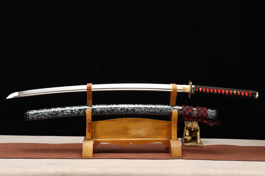 三色铜“青龙刀盘”武士刀（黑檀