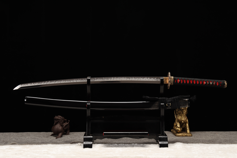 三色铜“青龙刀盘”武士刀（黑檀