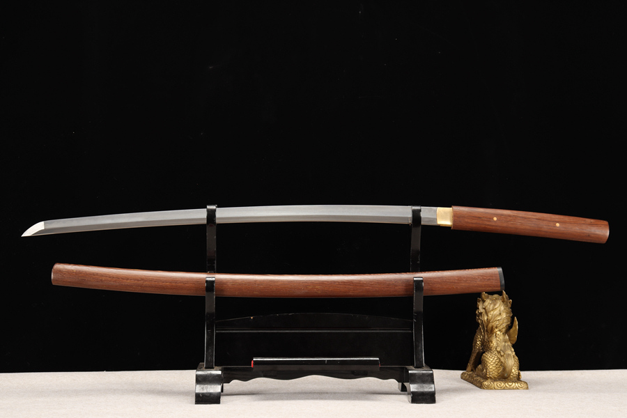 三色铜“青龙刀盘”武士刀（黑檀