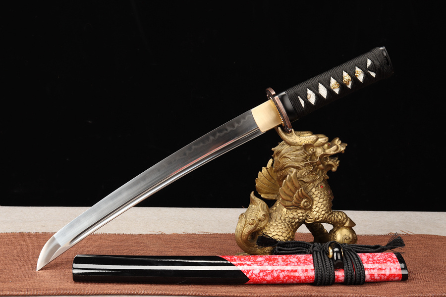 三色铜“青龙刀盘”武士刀（黑檀