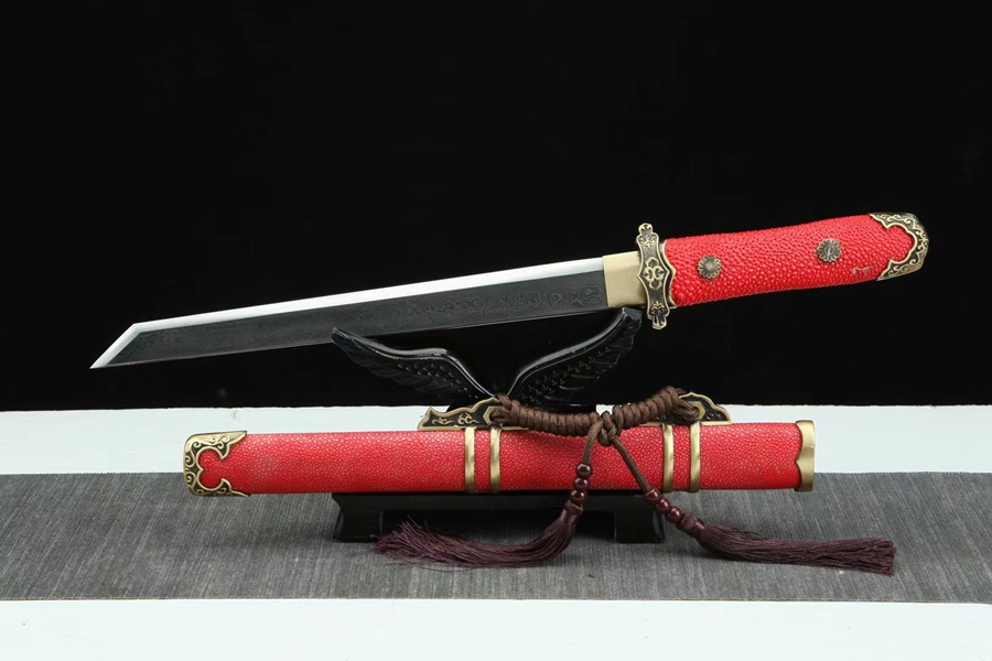 三色铜“青龙刀盘”武士刀（黑檀