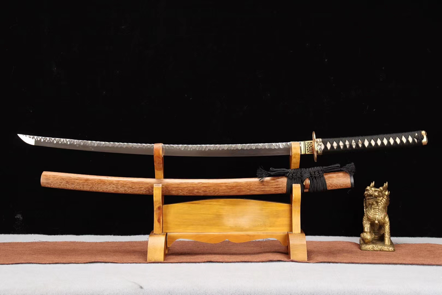 三色铜“青龙刀盘”武士刀（黑檀