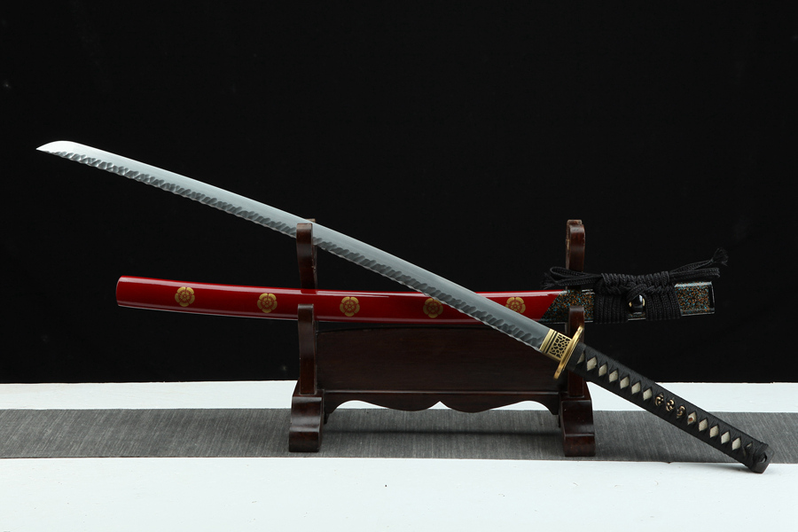 三色铜“青龙刀盘”武士刀（黑檀