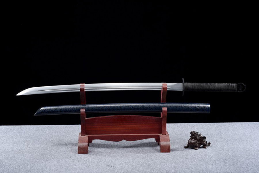 三色铜“青龙刀盘”武士刀（黑檀