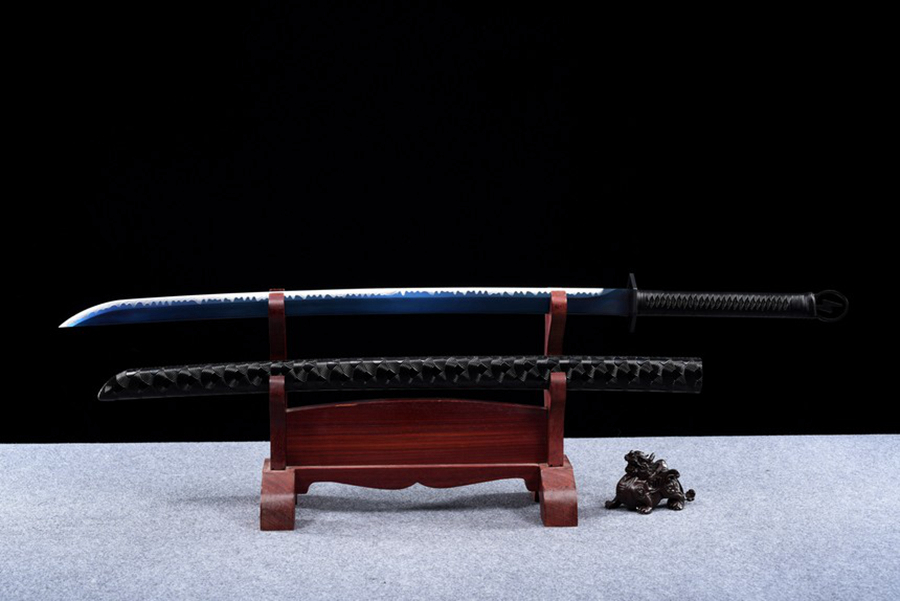 三色铜“青龙刀盘”武士刀（黑檀