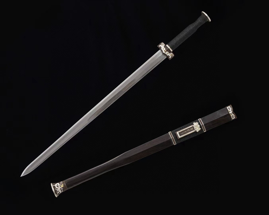 三色铜“青龙刀盘”武士刀（黑檀