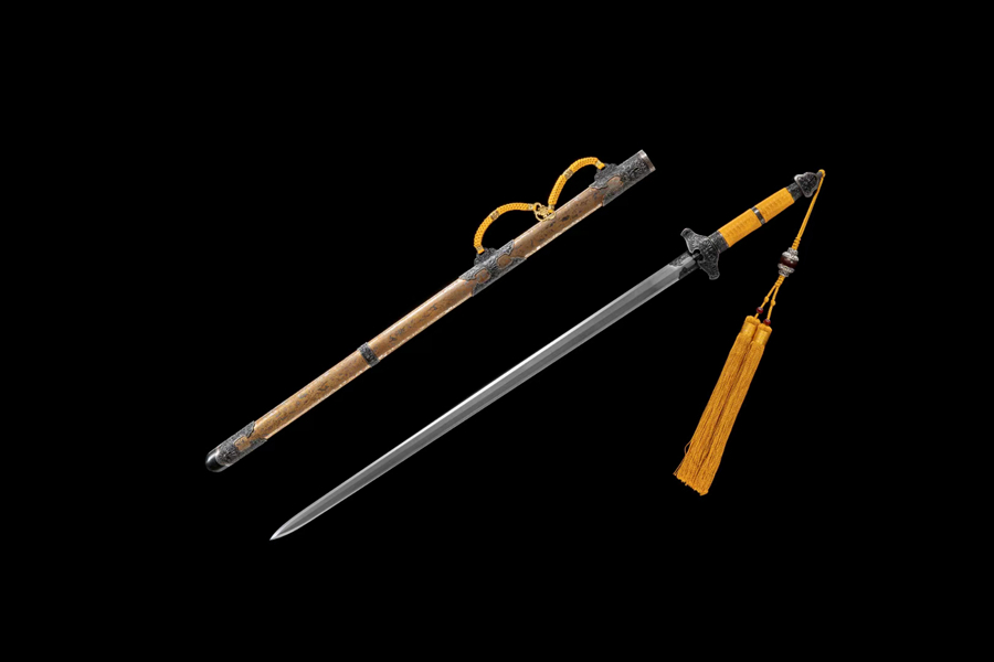三色铜“青龙刀盘”武士刀（黑檀