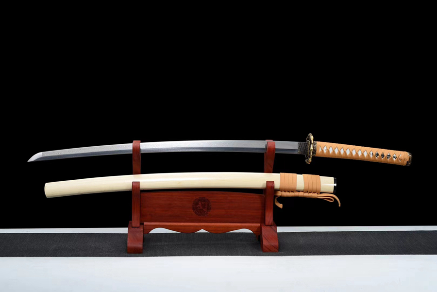 三色铜“青龙刀盘”武士刀（黑檀