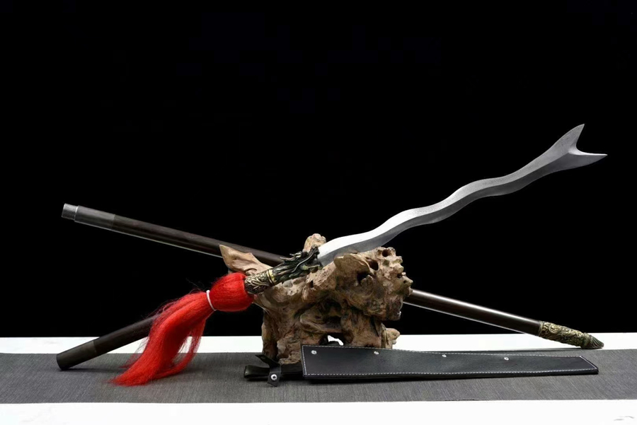 三色铜“青龙刀盘”武士刀（黑檀