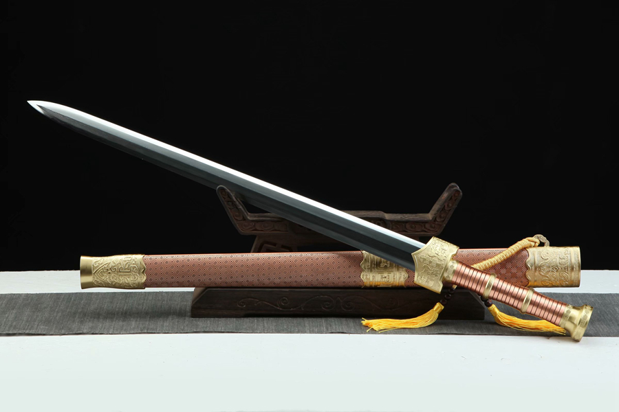 三色铜“青龙刀盘”武士刀（黑檀