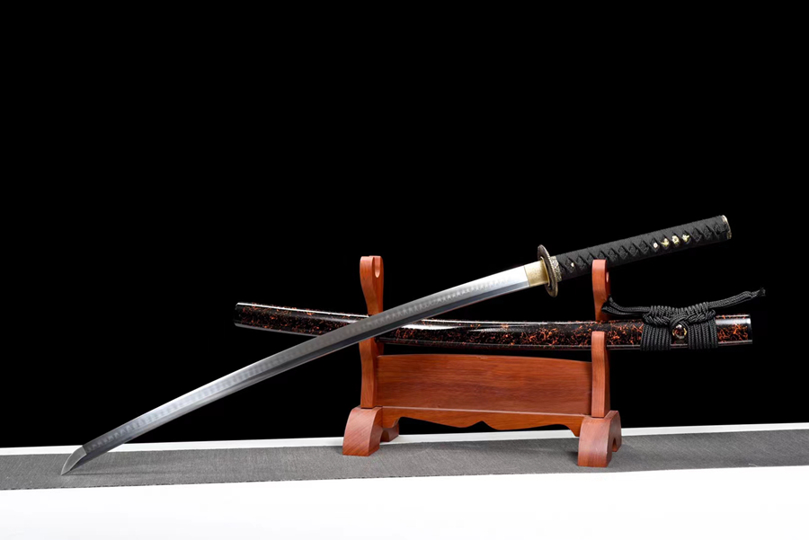 三色铜“青龙刀盘”武士刀（黑檀