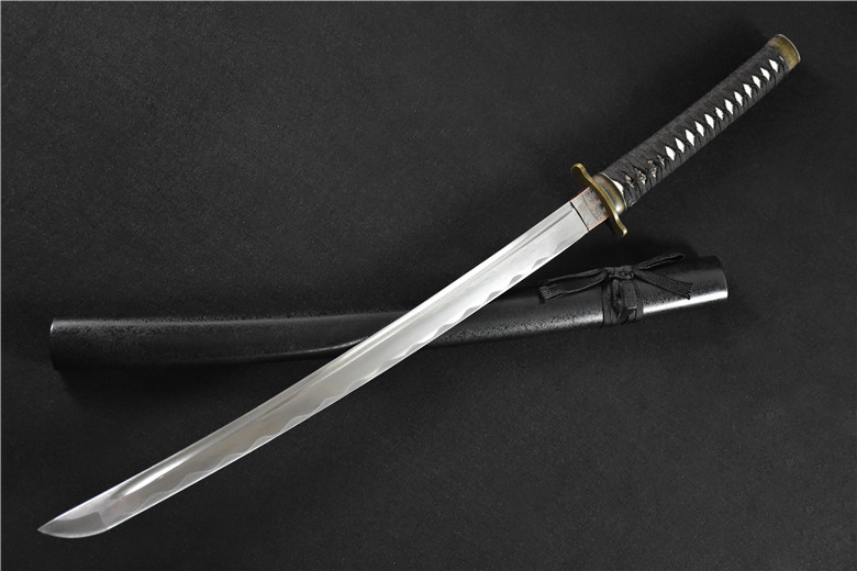 三色铜“青龙刀盘”武士刀（黑檀