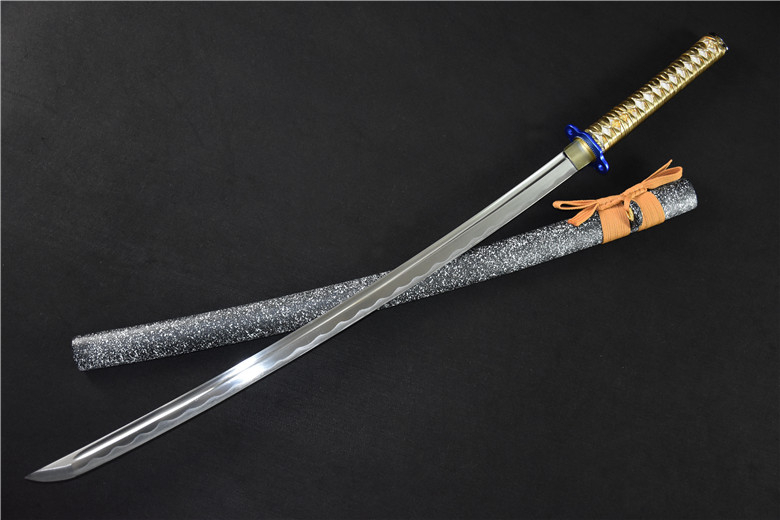 三色铜“青龙刀盘”武士刀（黑檀