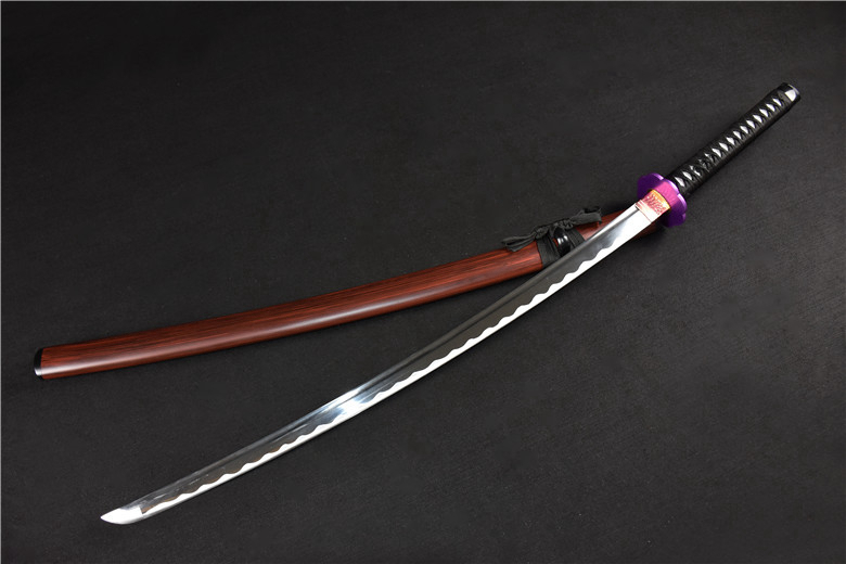 三色铜“青龙刀盘”武士刀（黑檀