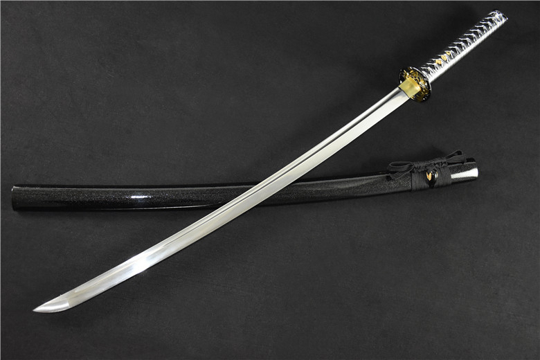 三色铜“青龙刀盘”武士刀（黑檀