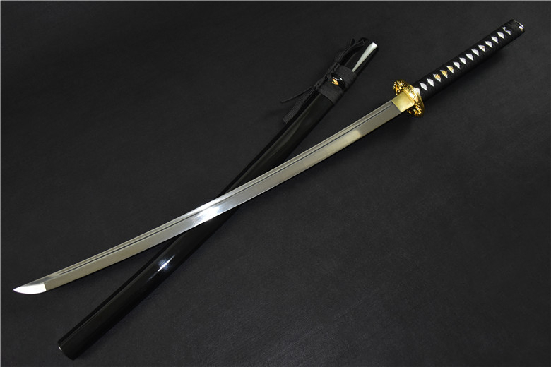 三色铜“青龙刀盘”武士刀（黑檀