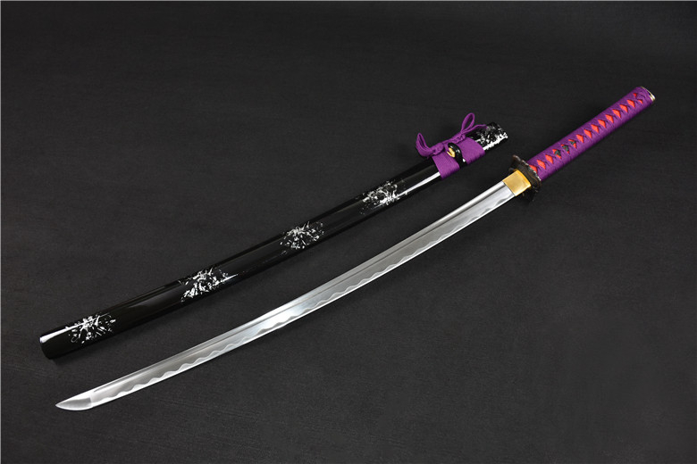 三色铜“青龙刀盘”武士刀（黑檀