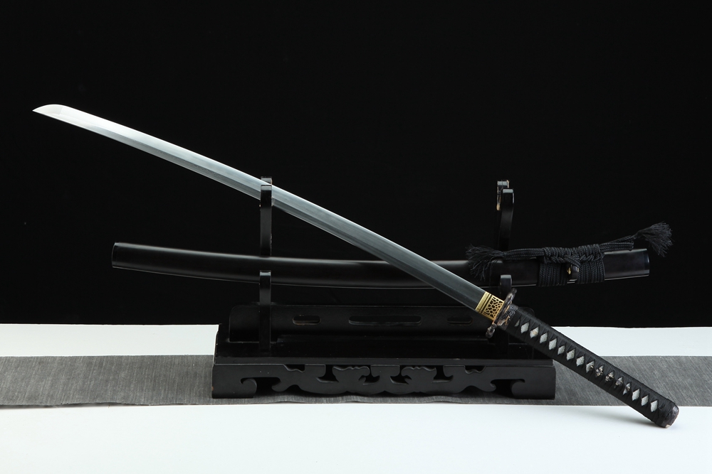 三色铜“青龙刀盘”武士刀（黑檀