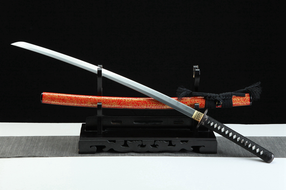 三色铜“青龙刀盘”武士刀（黑檀