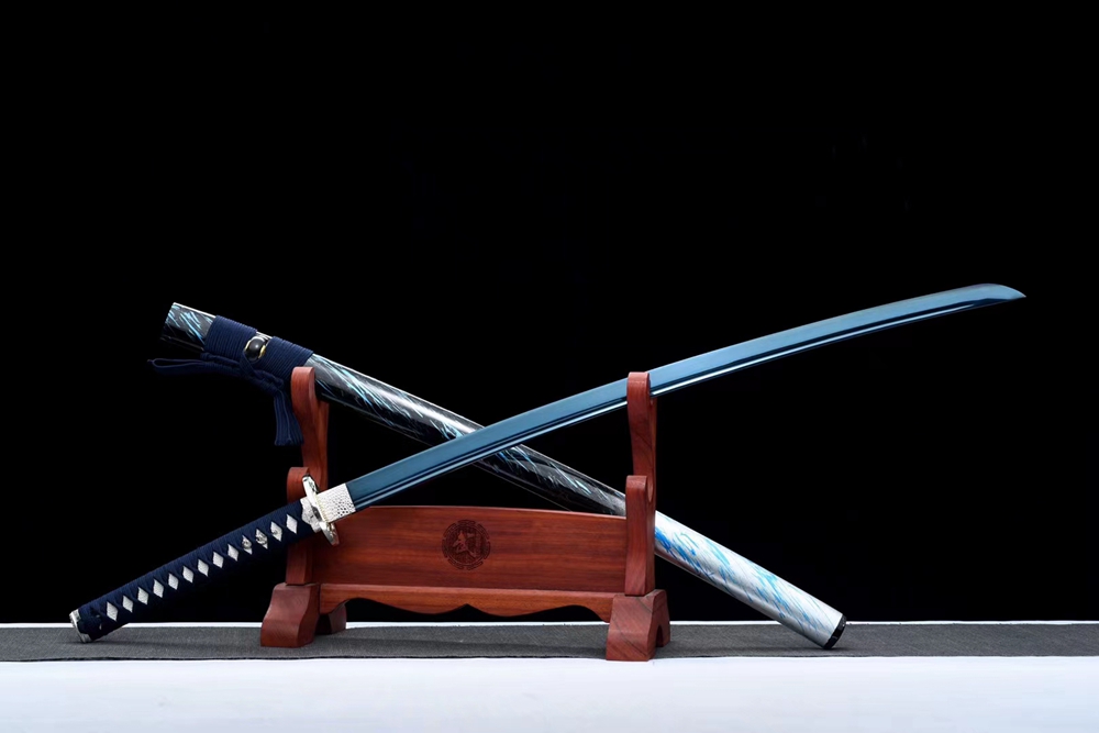 三色铜“青龙刀盘”武士刀（黑檀