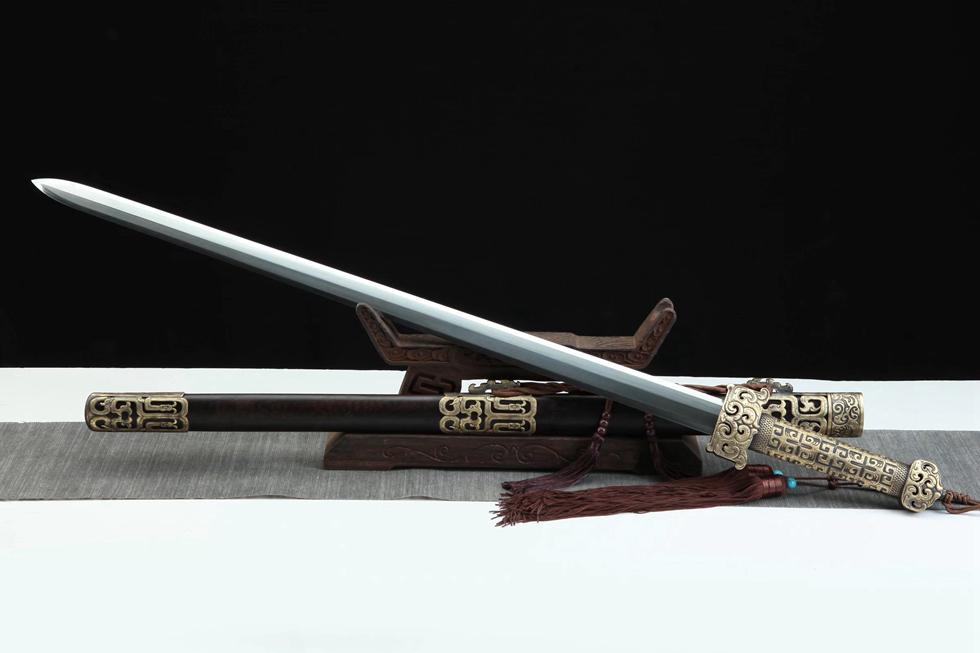 三色铜“青龙刀盘”武士刀（黑檀
