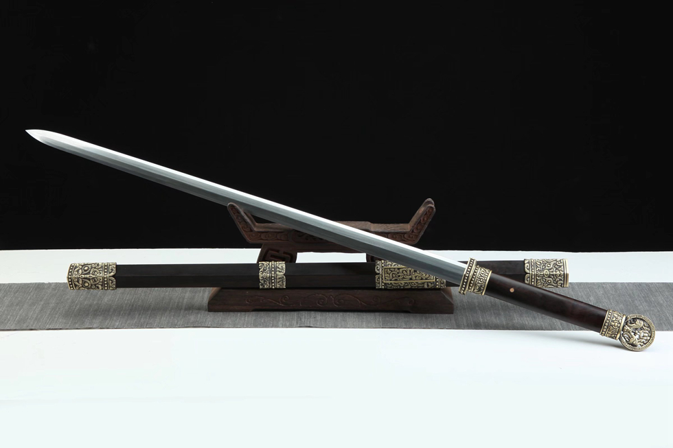 三色铜“青龙刀盘”武士刀（黑檀