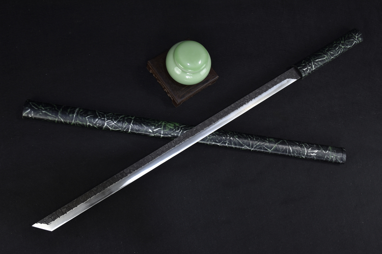 三色铜“青龙刀盘”武士刀（黑檀