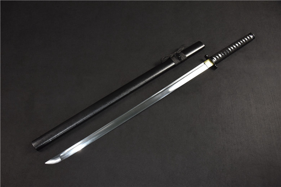 三色铜“青龙刀盘”武士刀（黑檀