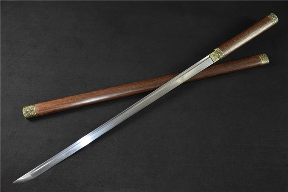 三色铜“青龙刀盘”武士刀（黑檀