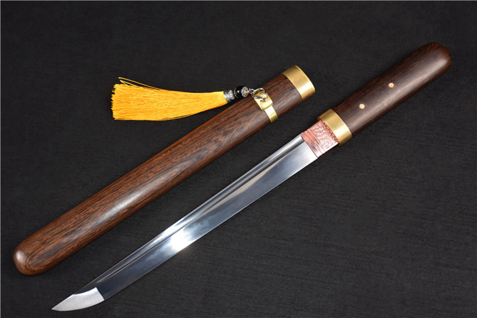 三色铜“青龙刀盘”武士刀（黑檀