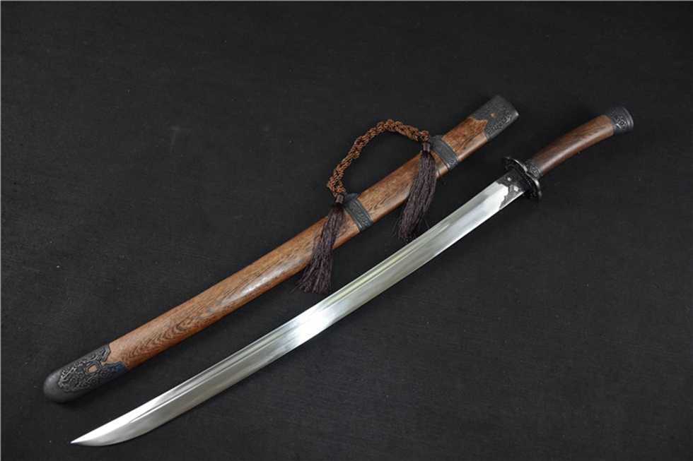 三色铜“青龙刀盘”武士刀（黑檀