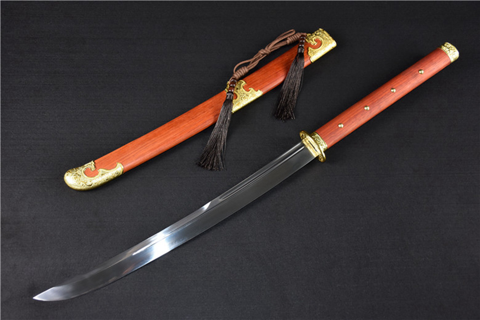 三色铜“青龙刀盘”武士刀（黑檀