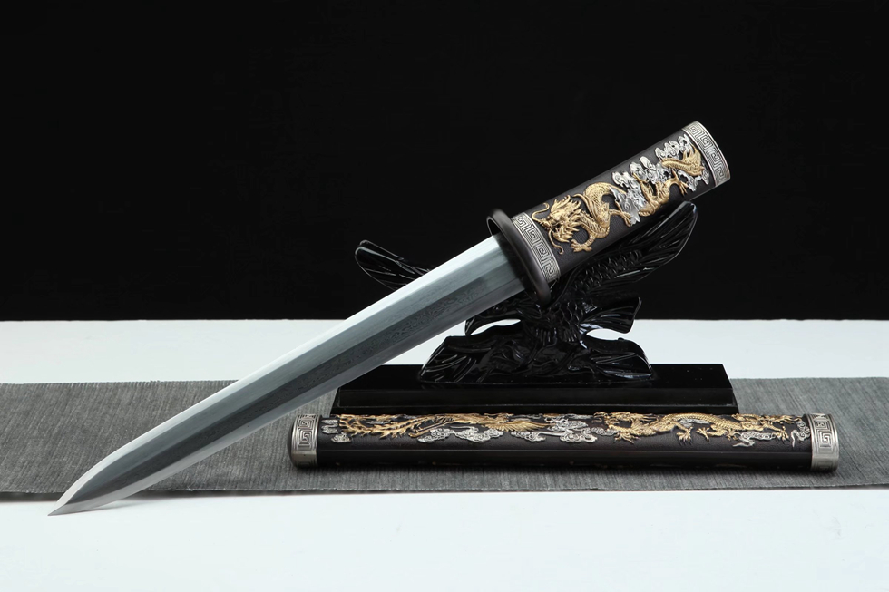 三色铜“青龙刀盘”武士刀（黑檀