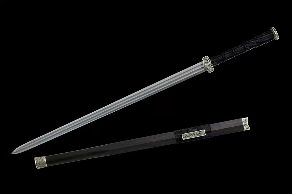 三色铜“青龙刀盘”武士刀（黑檀