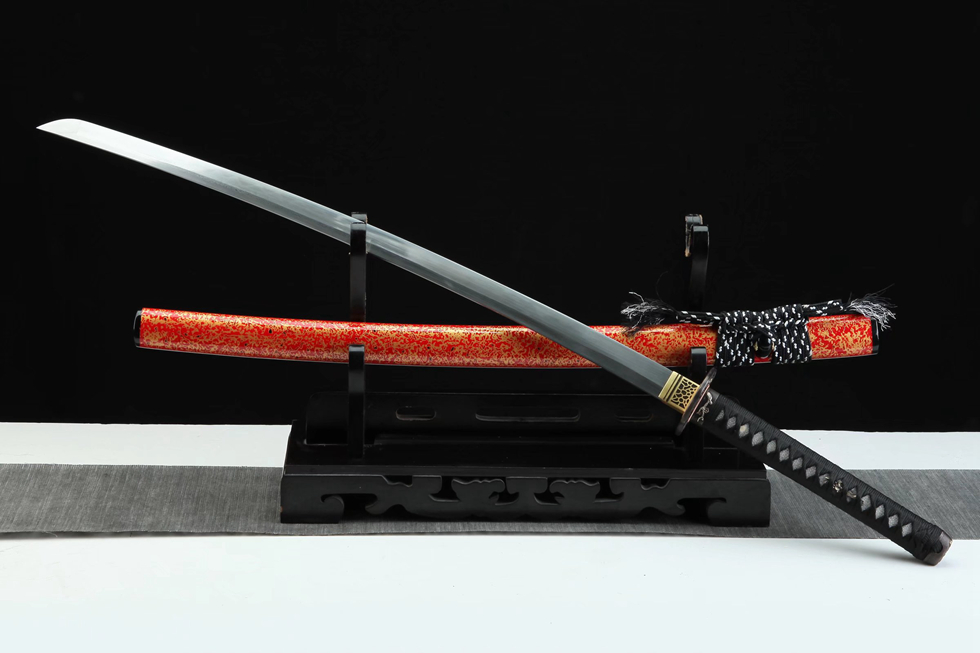 三色铜“青龙刀盘”武士刀（黑檀