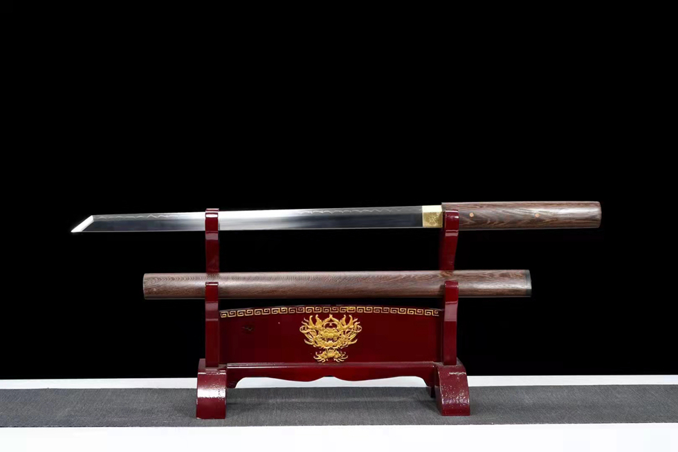 三色铜“青龙刀盘”武士刀（黑檀