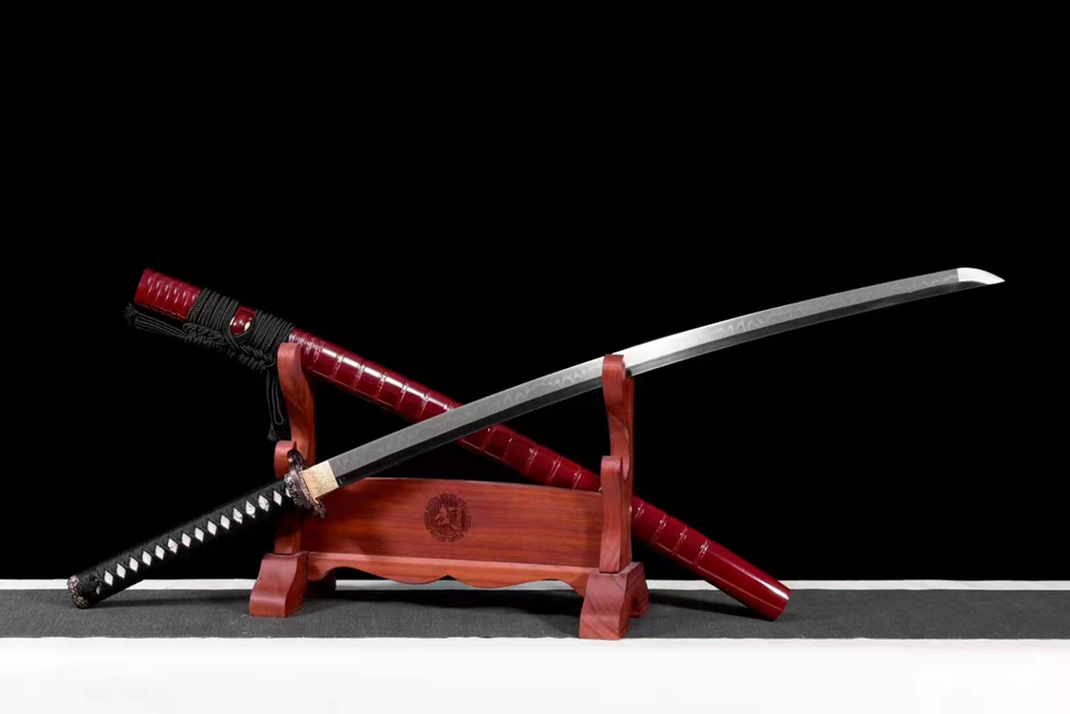 三色铜“青龙刀盘”武士刀（黑檀