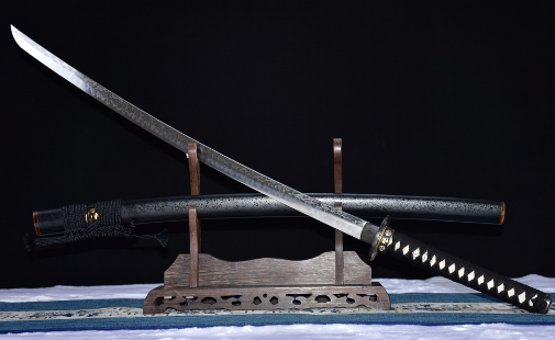 三色铜“青龙刀盘”武士刀（黑檀