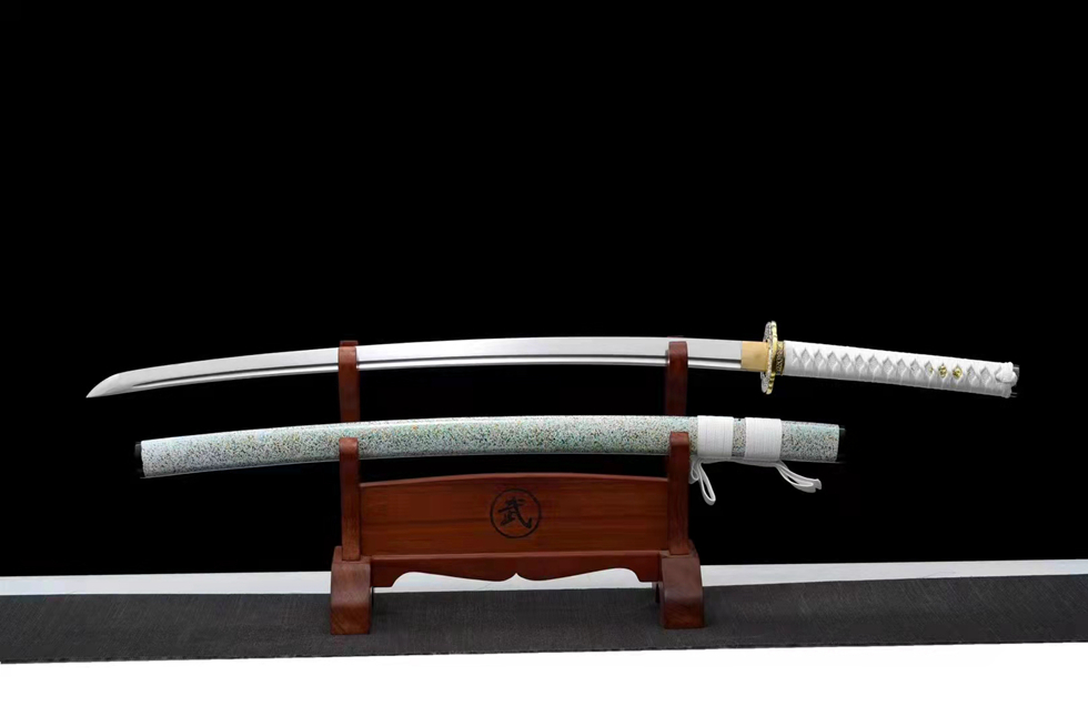三色铜“青龙刀盘”武士刀（黑檀