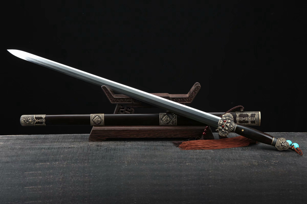 三色铜“青龙刀盘”武士刀（黑檀