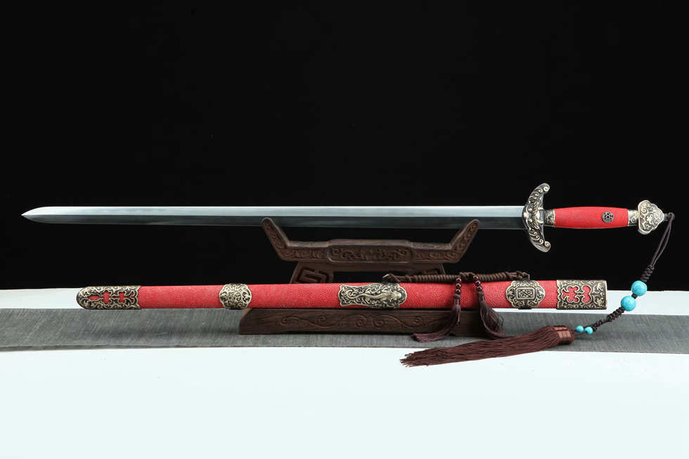 三色铜“青龙刀盘”武士刀（黑檀