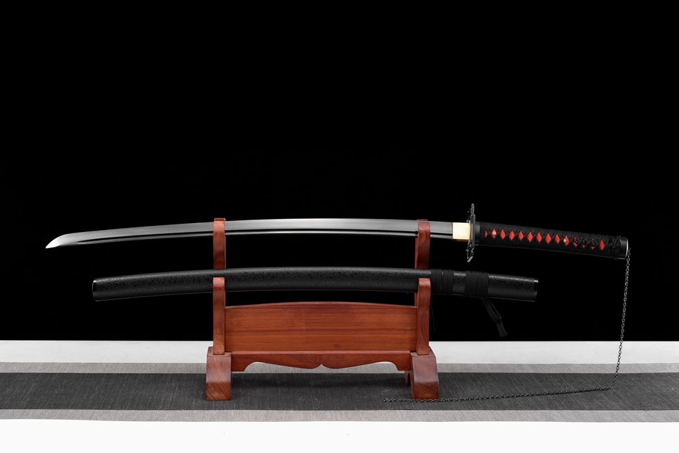 三色铜“青龙刀盘”武士刀（黑檀