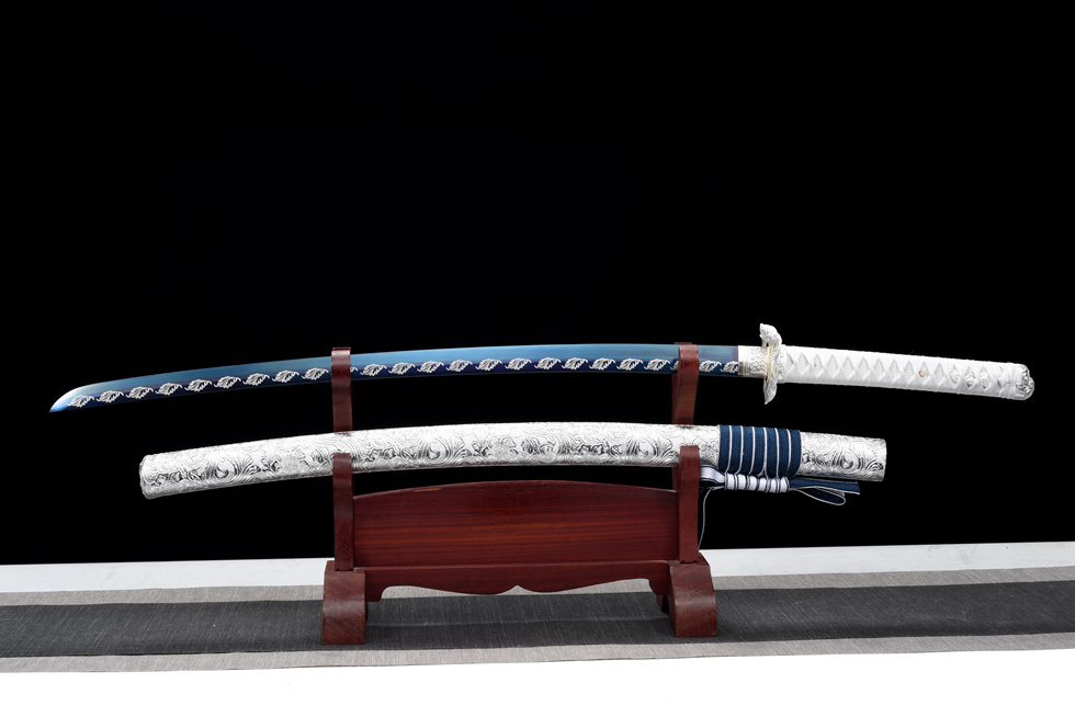 三色铜“青龙刀盘”武士刀（黑檀