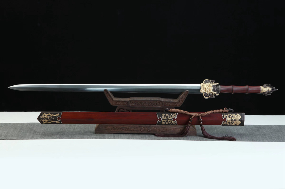 三色铜“青龙刀盘”武士刀（黑檀