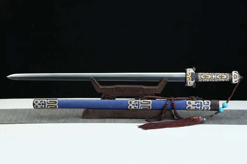 三色铜“青龙刀盘”武士刀（黑檀