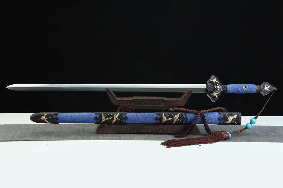 三色铜“青龙刀盘”武士刀（黑檀