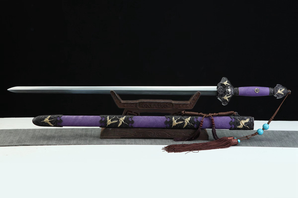 三色铜“青龙刀盘”武士刀（黑檀